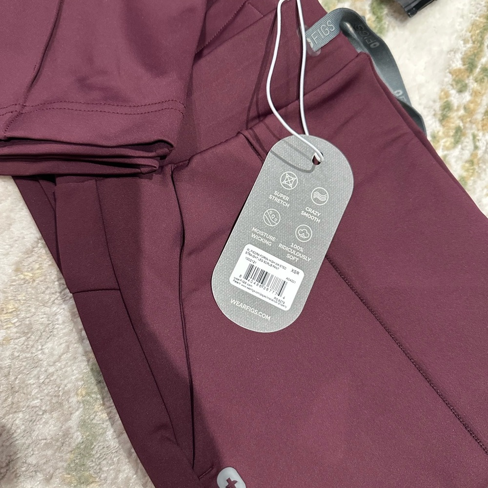 FIGS Burgundy High Waisted Piedra FORMx™ Straight Leg - Scrub Pant